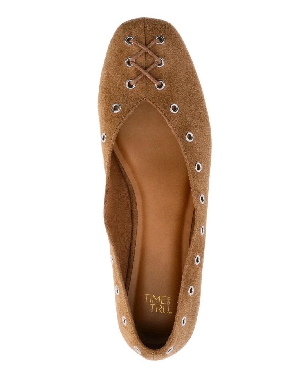 Time and Tru Women's Faux Suede Corset Ballet Flats